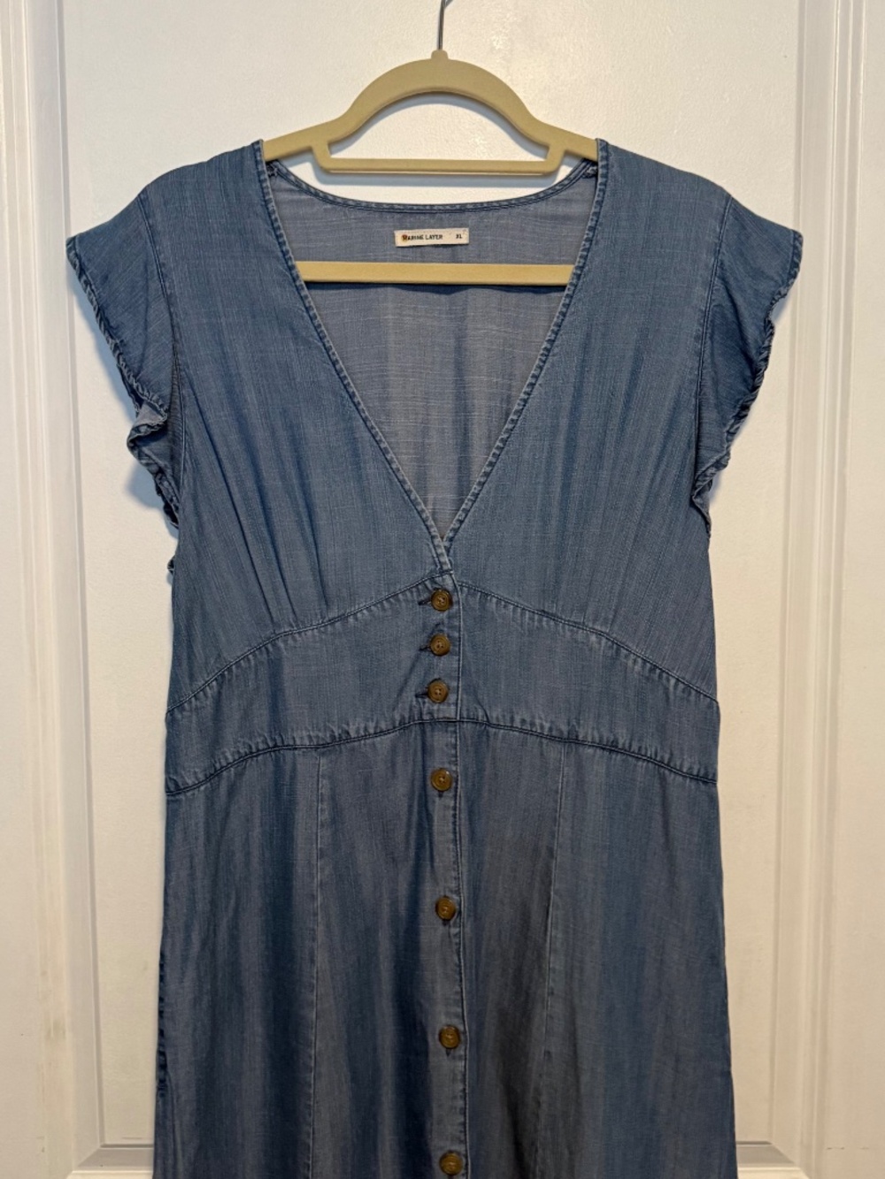 Marine Layer Camila Chambray Button Front Midi Dress Size XL - Picture 3 of 16